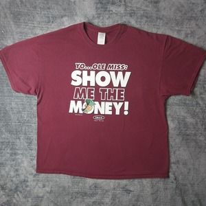 Ole Miss Shirt Mens Size 2XL Show Me The Money Short Sleeve Casual Maroon